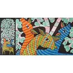 Gond Art ~ Hand Painted Gond Painting - (19" x 42")