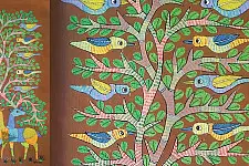 Gond Art ~ Hand Painted Gond Painting - Brown Deer