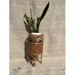 Home Decor Furniture | Cane Wood - Handmade Designer Half N' Half Planter 