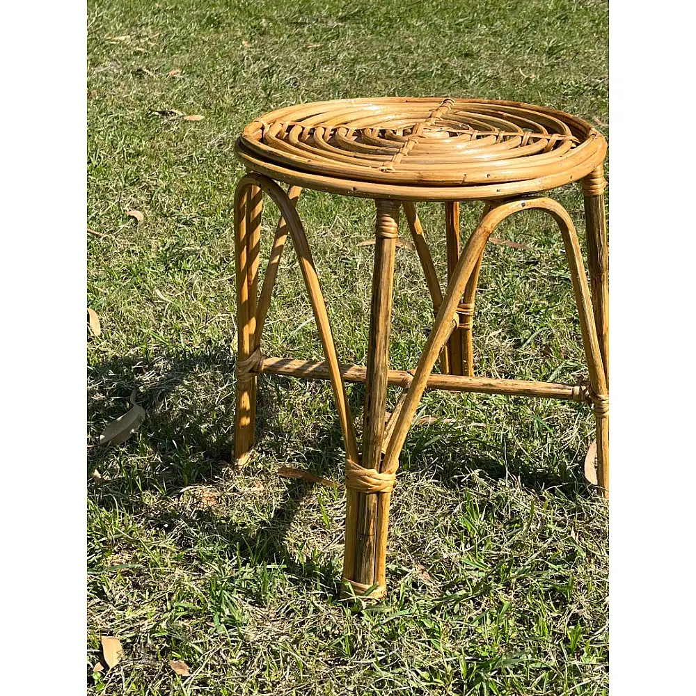 Home Decor Furniture | Cane Wood - Handmade Designer Spiral Stool 