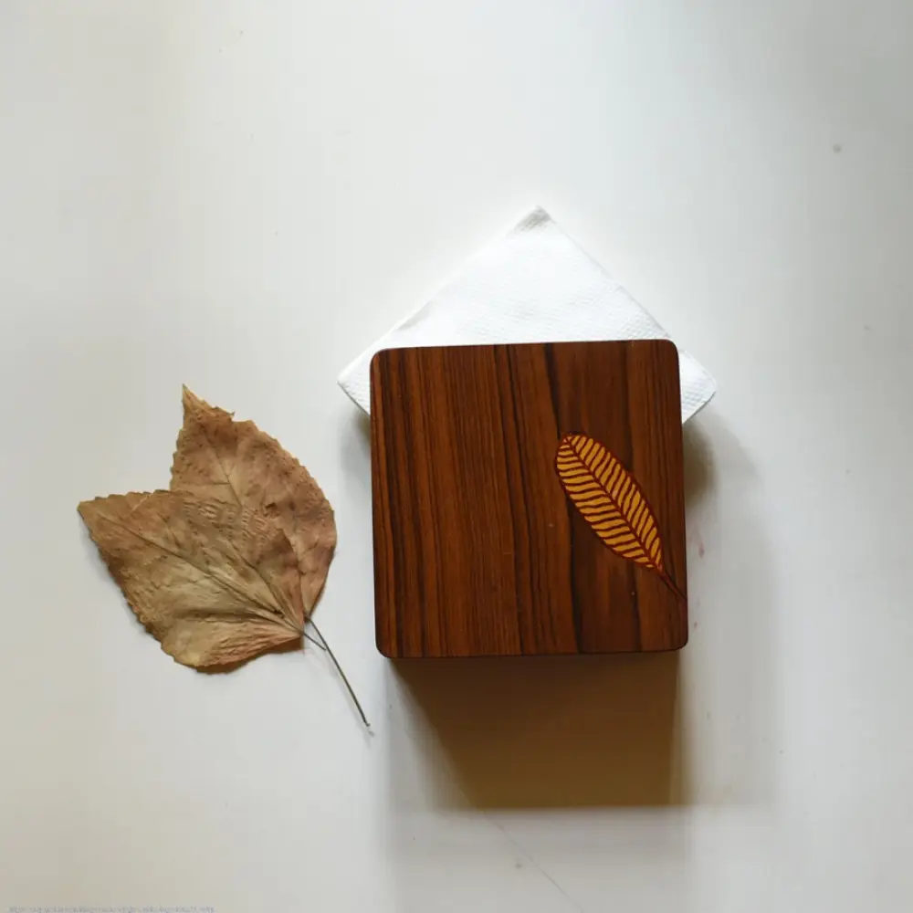 buy Wooden Napkin Holder - Leaf design