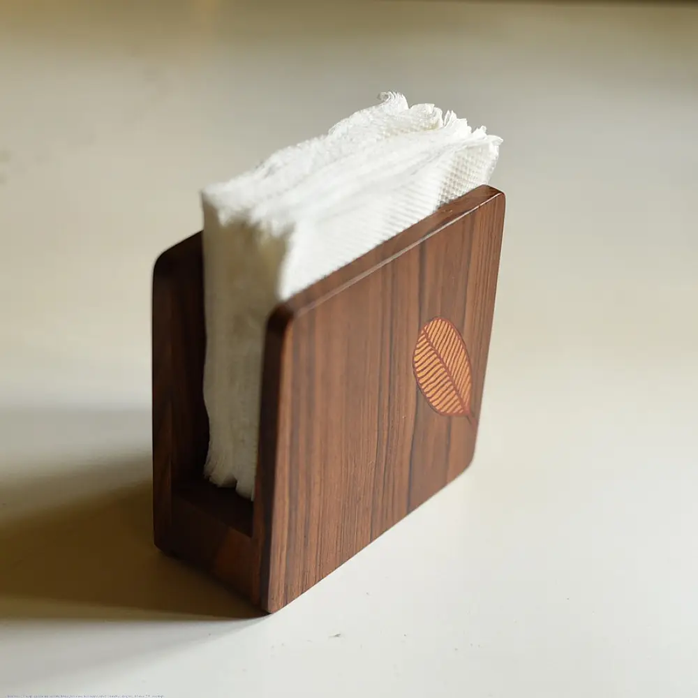 buy Wooden Napkin Holder - Leaf design