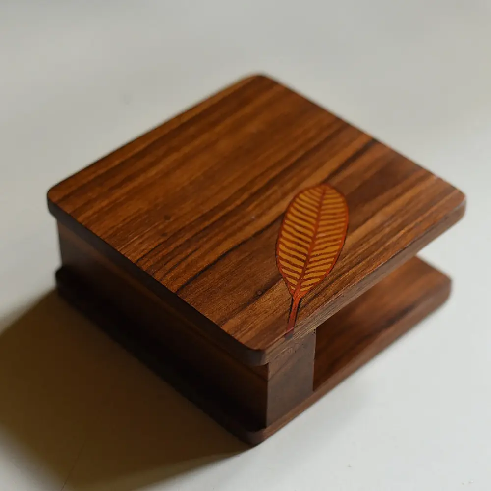 buy Wooden Napkin Holder - Leaf design