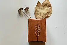 Wood & Wine - Wooden Cutlery Holder | Leaf Inlay