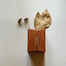 Wood & Wine - Wooden Cutlery Holder | Leaf Inlay