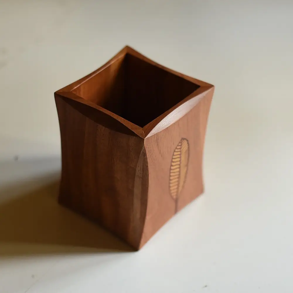 Buy Wooden Cutlery Holder - Leaf Inlay Design