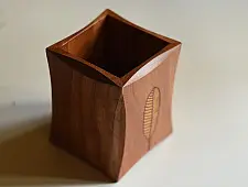 Wood & Wine - Wooden Cutlery Holder | Leaf Inlay