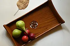 Wood & Wine - Wooden Serving Tray - Center Carving