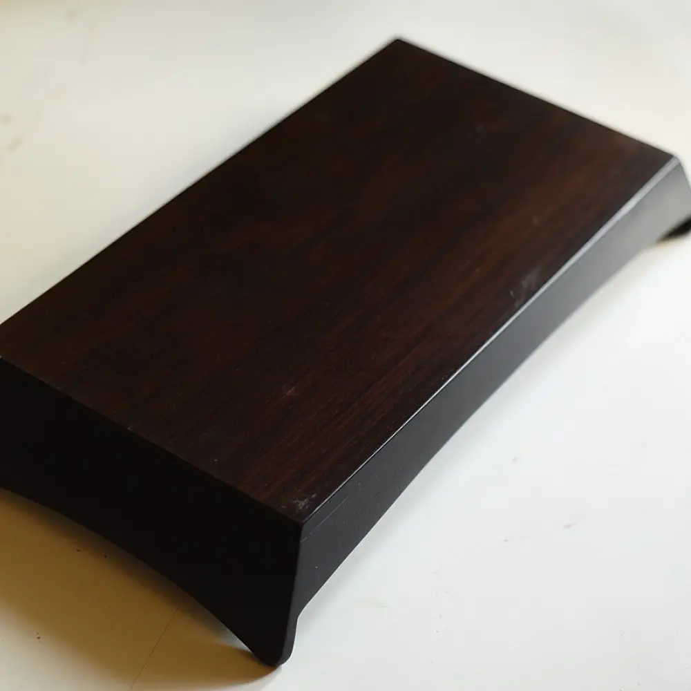 handmade wooden serving tray with fish inlay design