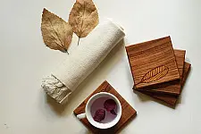 Wood & Wine - Wooden Coaster | Leaf (Set of Four)
