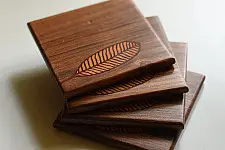 Wood & Wine - Wooden Coaster | Leaf (Set of Four)