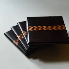 Wood & Wine - Wooden Coaster | Zig Zag  (Set of Four) 