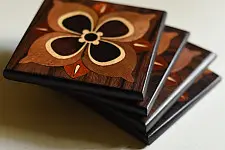 Wood & Wine - Wooden Coaster | Flower (Set of Four)