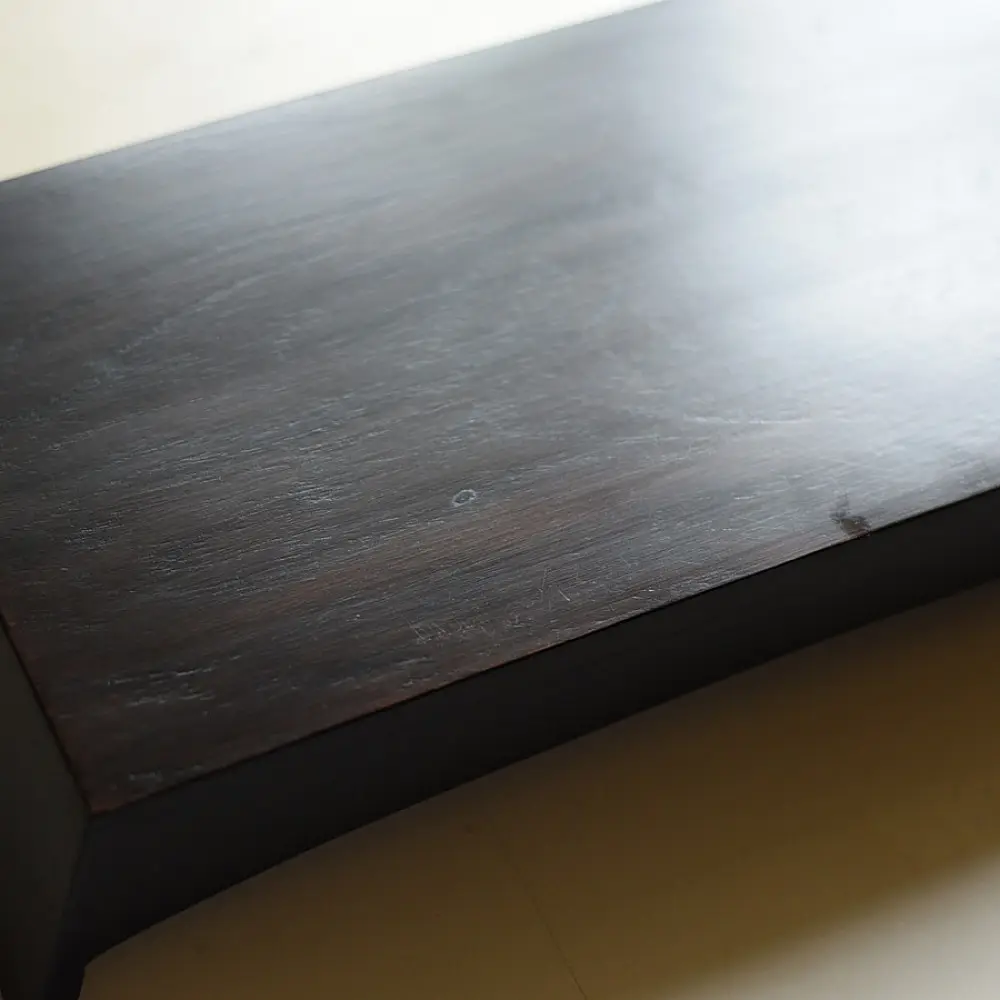 handmade wooden serving tray with zig zag inlay design and raised edges