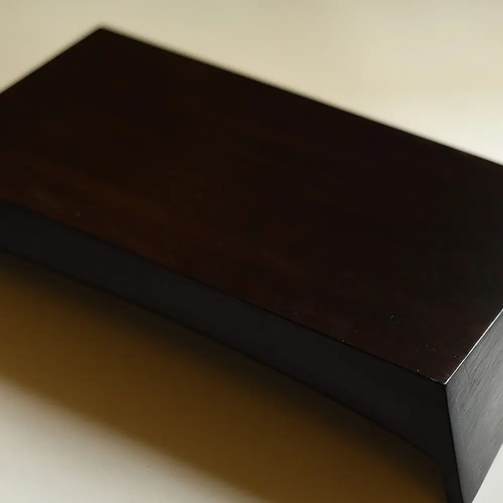 handmade wooden serving tray with zig zag inlay design and raised edges