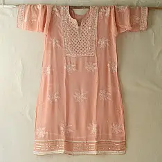 Chikankari Semi Stitched Kurti With Dupatta | Peach