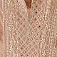 semi stitched viscose georgette kurti in delicate peach color featuring fine hand embroidered chikankari lattice yoke and all over floral motifs paired with a mukaish and lace detailed dupatta