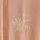 semi stitched viscose georgette kurti in delicate peach color featuring fine hand embroidered chikankari lattice yoke and all over floral motifs paired with a mukaish and lace detailed dupatta