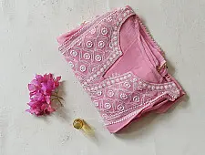 Handcrafted Georgette Chikankari Semi Stitched Kurti With Mukaish Work Dupatta ~ Pink 