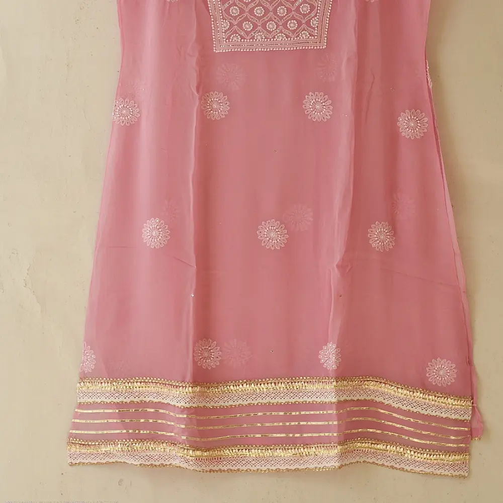 Buy Handcrafted Chikankari Semi Stitched Kurtas ~ Georgette