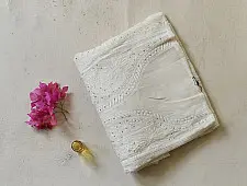 Chikankari & Mukaish | Semi Stitched Kurta & Dupatta ~ Ivory Grace