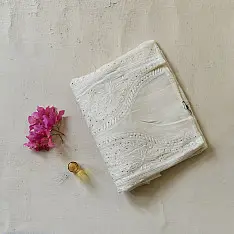 Chikankari & Mukaish | Semi Stitched Kurta & Dupatta ~ Ivory Grace