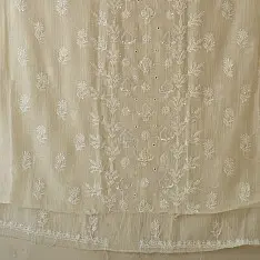 Chikankari Kurta Fabric With Dupatta | Ivory Poetry