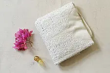 Handwork Chikankari Kurta Fabric With Dupatta | The White Edit