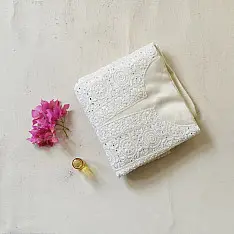 Handwork Chikankari Kurta Fabric With Dupatta | The White Edit