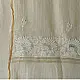 unstitched pure silk chanderi kurti fabric in luminous pearl white featuring hand embroidered chikankari resham work and delicate mukaish highlights   