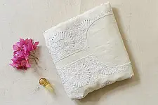 Chikankari & Mukish Kurta Fabric & Dupatta - Pearl White