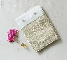 Handcrafted Chanderi Kurta Fabric With Dupatta - White Green