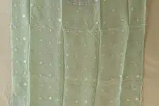 Handcrafted Chanderi Kurta Fabric With Dupatta - Light Green