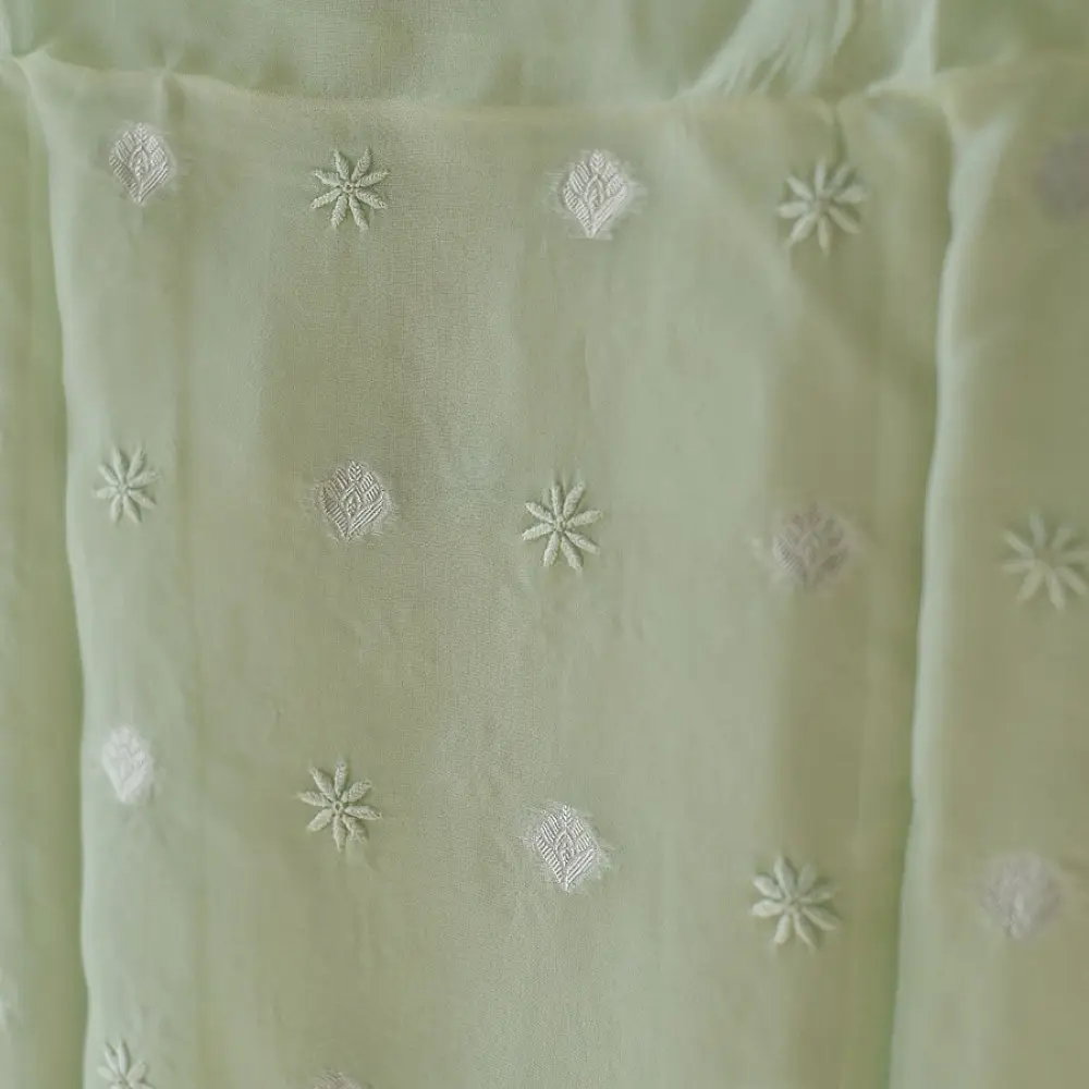 Buy Chanderi Kurta Fabric With Dupatta - Light Green