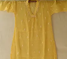 Handcrafted Chikankari Semi Stitched Kurtas ~ Kota Light Yellow 