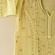 semi stitched pure silk chanderi kurti in bright vasanti yellow with all over chikankari buti embroidery paired with a rich brocade dupatta