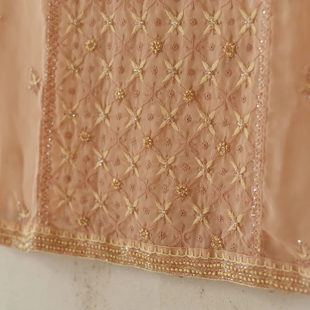 Buy Handcrafted Chikankari Semi Stitched Kurtas ~ Georgette