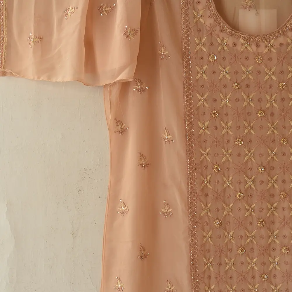 Buy Handcrafted Chikankari Semi Stitched Kurtas ~ Georgette