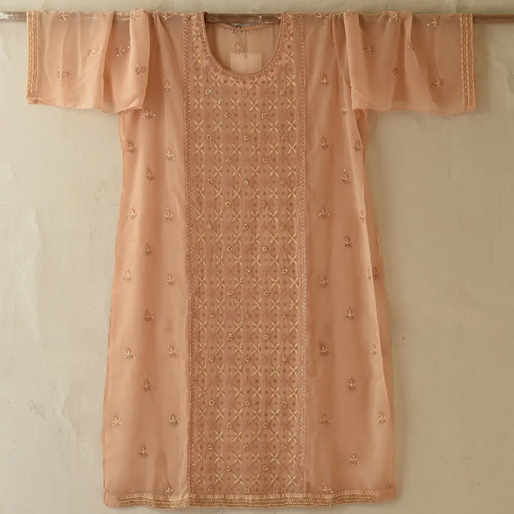 Buy Handcrafted Chikankari Semi Stitched Kurtas ~ Georgette