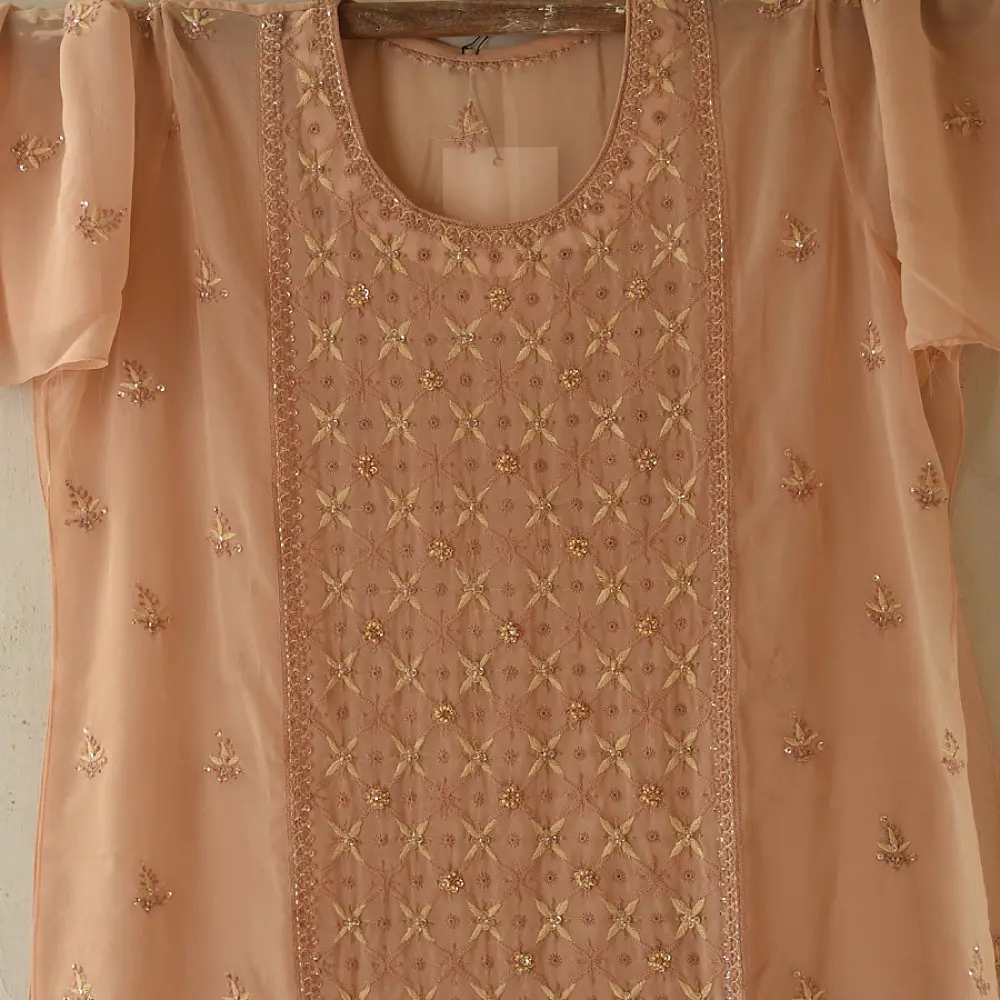Buy Handcrafted Chikankari Semi Stitched Kurtas ~ Georgette