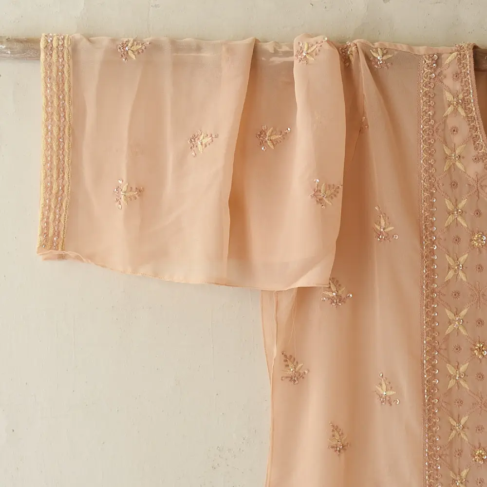 Buy Handcrafted Chikankari Semi Stitched Kurtas ~ Georgette