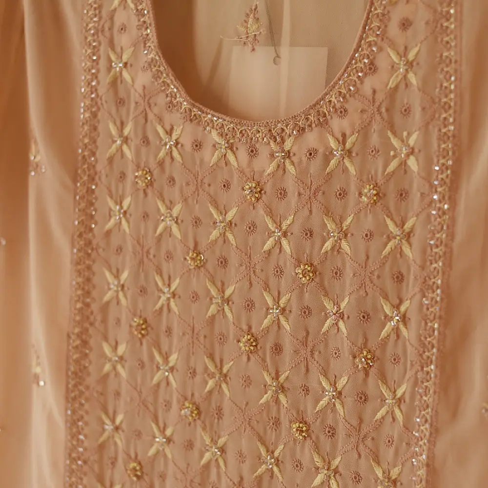 Buy Handcrafted Chikankari Semi Stitched Kurtas ~ Georgette