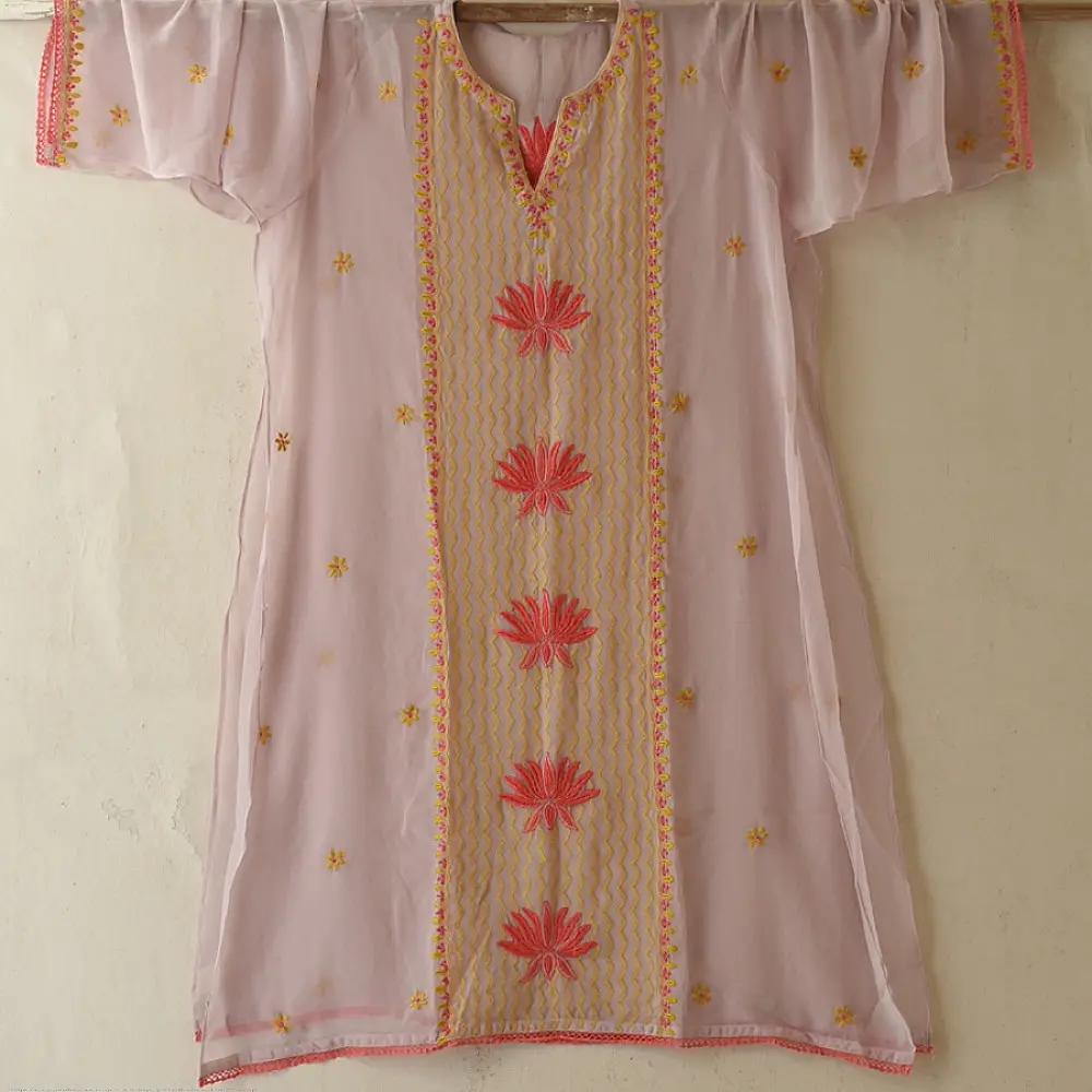 Buy Handcrafted Chikankari Semi Stitched Kurtas ~ Georgette