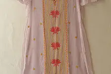 Handcrafted Georgette Chikankari Semi Stitched Kurti ~ Light Lavender 