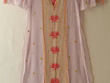 Handcrafted Georgette Chikankari Semi Stitched Kurti ~ Light Lavender 