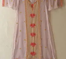 Handcrafted Georgette Chikankari Semi Stitched Kurti ~ Light Lavender 