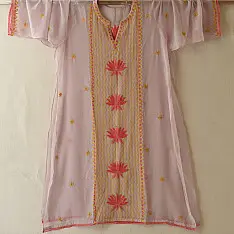 Handcrafted Georgette Chikankari Semi Stitched Kurti ~ Light Lavender 