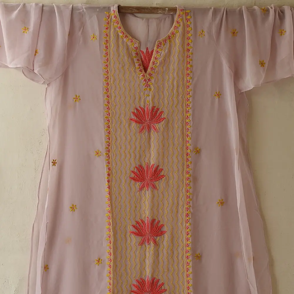 Buy Handcrafted Chikankari Semi Stitched Kurtas ~ Georgette