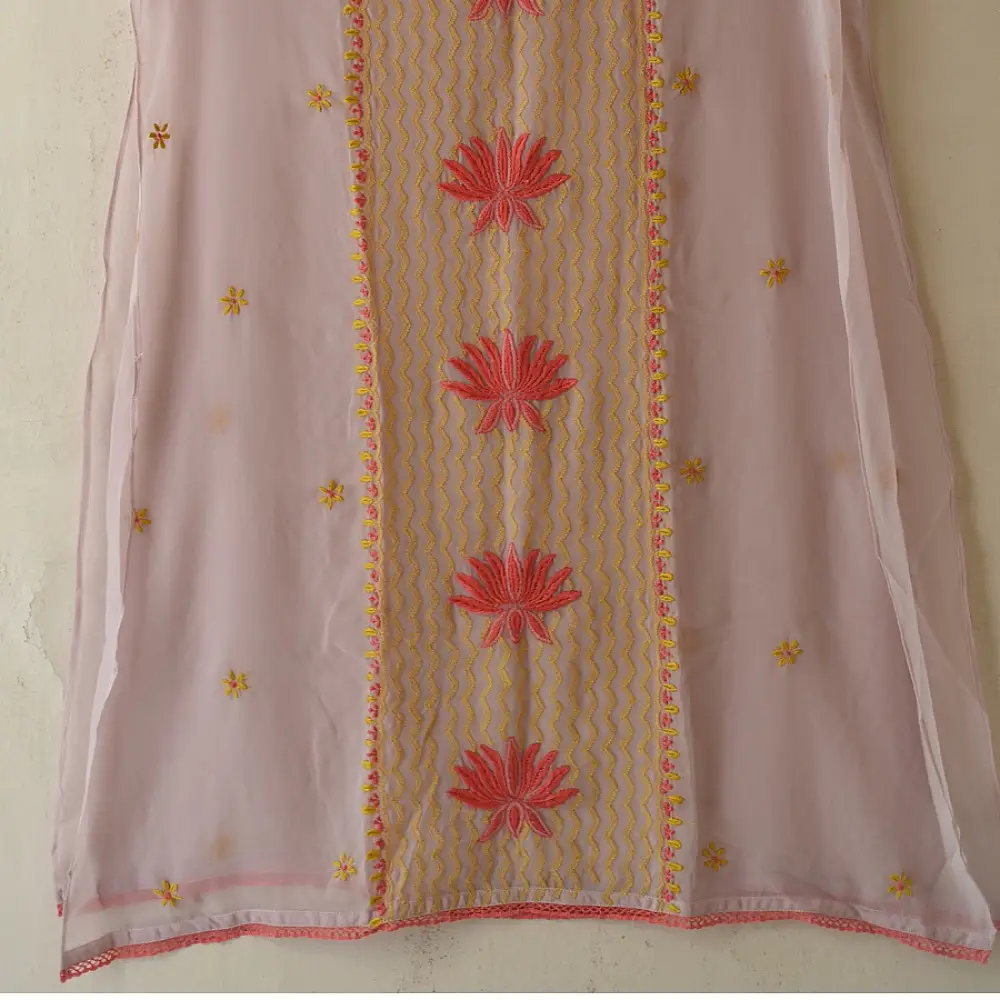 Buy Handcrafted Chikankari Semi Stitched Kurtas ~ Georgette