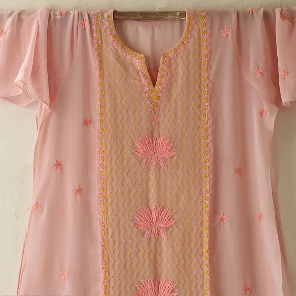Buy Handcrafted Chikankari Semi Stitched Kurtas ~ Georgette